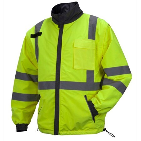 Pyramex Hi-Vis Lime Windbreaker Polyester Jacket, 4-in-1, Size X-Large RJR3410XL